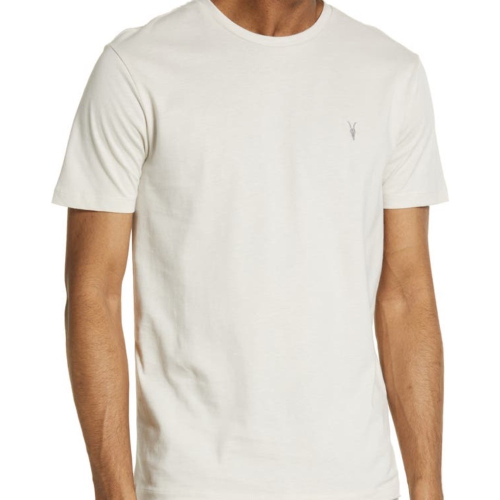 All Saints Mens Vintage Grey Crewneck T-Shirt